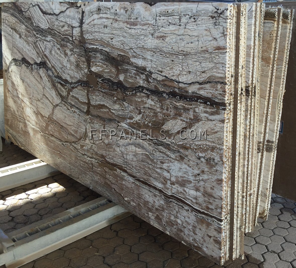 FABYCOMB® lightweight TRAVERTINO GRIGIO MARBLE panels