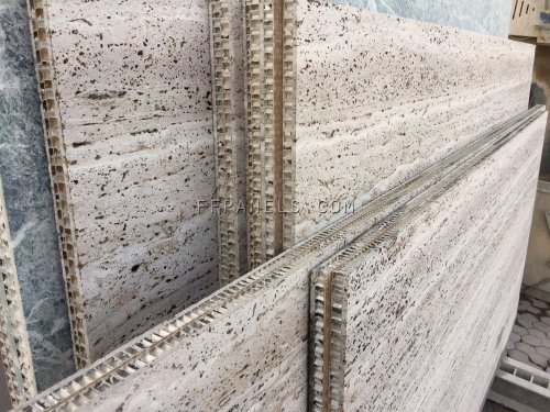 FABYCOMB® lightweight TRAVERTINO GRIGIO MARBLE panels