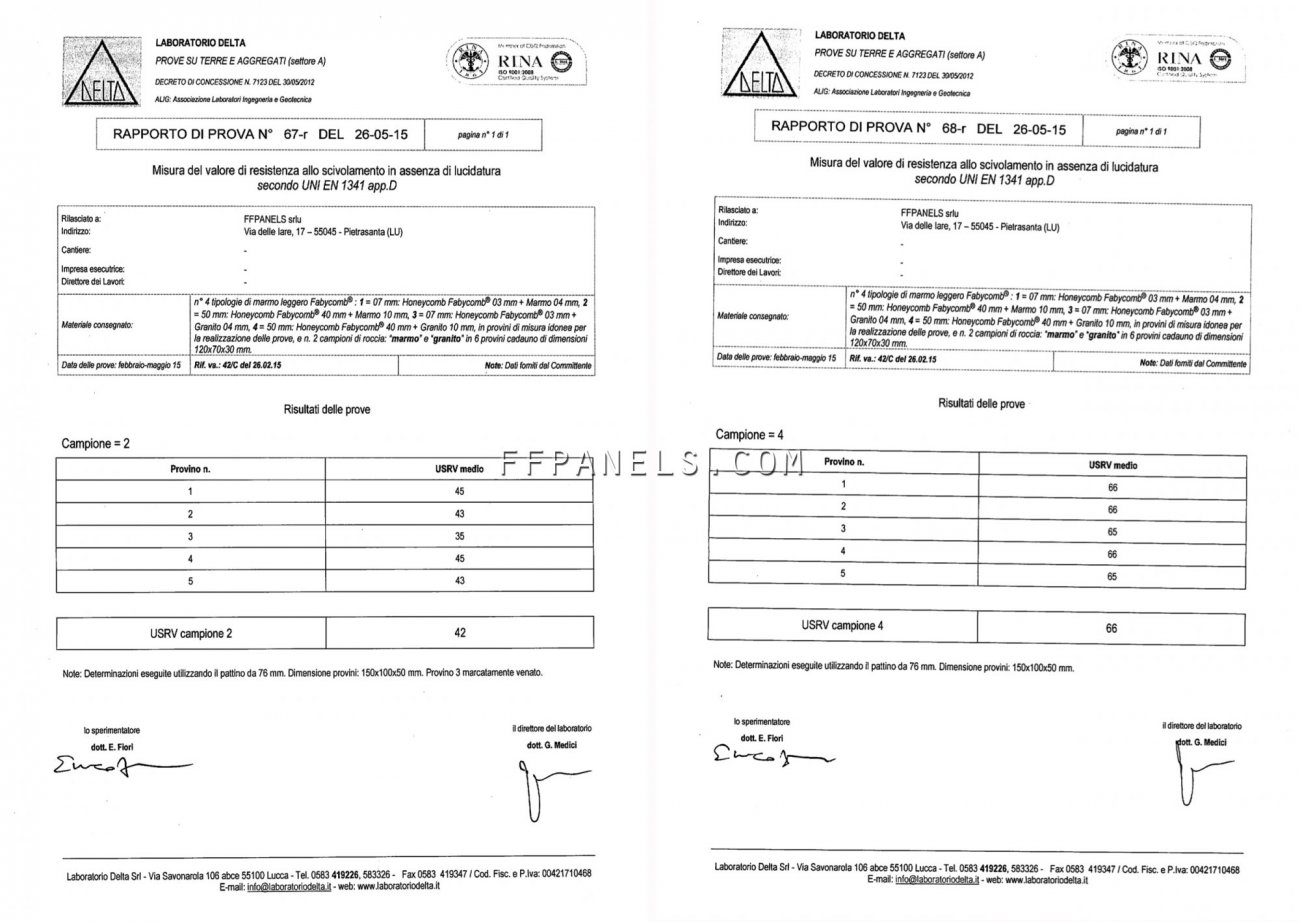 Resistenza allo scivolamento in assenza di lucidatura - UNI EN 1341 app. D